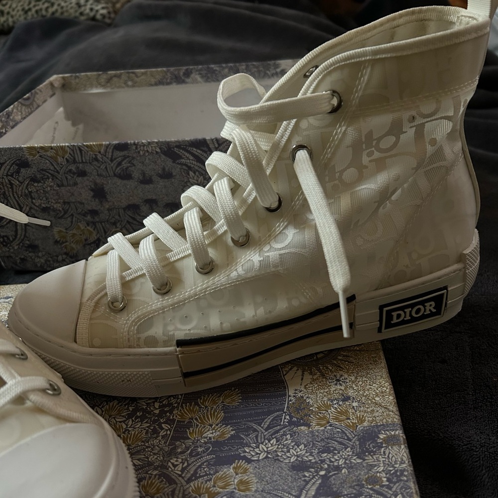 Dior Women's Cream High-Top Sneakers